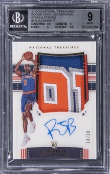 2019-20 Panini National Treasures Rookie Patch Autographs Stars & Stripes #128 RJ Barrett Signed Patch Rookie Card (#24/30) - BGS MINT 9/BGS 10
